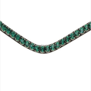 Banda de cuero negro para cejas de caballo, con 1 fila accesorio personalizado, verde esmeralda, mega diamante ostentoso y botón a presión para cierre de bucle - Product Image 5