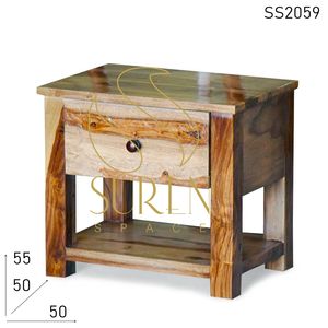 Mesita de noche de madera maciza de estilo único para hoteles y resorts, mesita de noche de diseño moderno pintada con mango macizo indio - Product Image 2