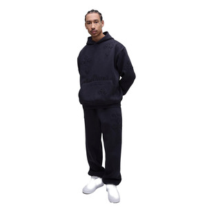 <b>Black</b> Heavy Fleece Men's Tracksuit Hoodie and Joggers Set with Embossed Cross Graphic Warm Oversized Streetwear Soft Breathable - Product Image 1