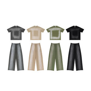 Pantalon droit vintage pour homme en coton 100% de haute qualité 370G, délavé et vieilli pour un design déchiré, anti-froissement, respirant, ample - Product Image 5