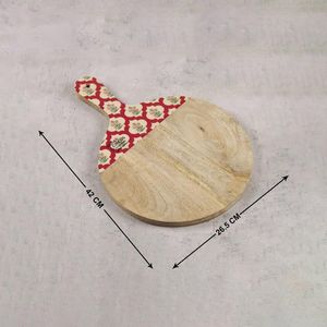 Planche à fromage ronde en bois faite à la main de taille personnalisée avec poignée imprimée de fleurs Ustensiles de cuisine pour restaurants-Artisanat HF - Product Image 4