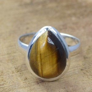 Anillo hecho a mano de piedra preciosa de ojo de tigre de Plata de Ley 925 sólida, joyería de piedras preciosas naturales simples, anillo de plata de ley estampado 925 - Product Image 5