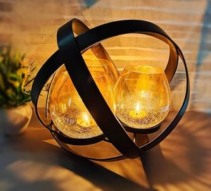 Glass & Metal Candle Holder - <b>Small</b> Handcrafted antique gold metal style metal dining <b>table</b> light luxury glass decorations - Product Image 1