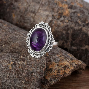 High Quality 925 Sterling <b>Silver</b> Boho <b>Stacking</b> <b>Ring</b> Handmade Amethyst Gemstone Eco-friendly Perfect Quality Trendy Fashion - Product Image 2