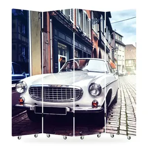 Voiture classique sur rue pavée, écran pliant en toile double face - Product Image 4