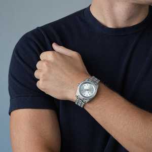 Reloj de diamante de moissanita mecánico automático de alta calidad, movimiento de cuarzo de cara blanca, banda de acero inoxidable, estilo empresarial - Product Image 2