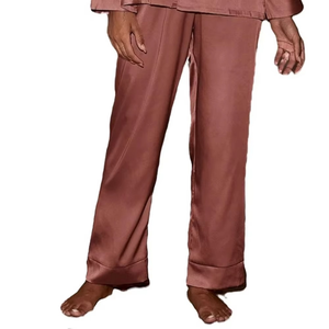 Conjunto de 2 piezas de pijama transpirable para mujer, manga larga y personalizada de cuello vuelto ropa de dormir en diferentes colores, venta al por mayor - Product Image 2