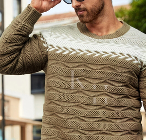 Suéter de lana transpirable de manga larga para hombre, ropa de oficina cálida de invierno con ajuste cómodo - Product Image 2