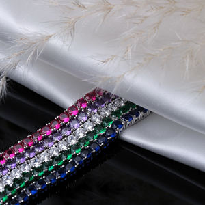 Rubí CZ 4 mm piedras redondas turco hecho a mano al por mayor 925 pulsera de tenis de plata esterlina para mujeres - Product Image 4