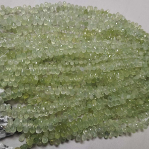 4x6mm to 7x9mm Prehnite Faceted <b>Drops</b> Loose Beads Natural Green Gemstone - Product Image 1