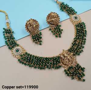 Conjunto de joyería nupcial, de compromiso, para fiesta y boda, de aleación de cobre chapada en oro, de moda, étnica y tradicional india, para mujer, con aretes. - Product Image 6