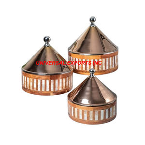 Mother of Pearl Set of Three Hotpot Última colección Cacerola de mesa Calentador de alimentos de metal de diseñador hecho a mano de calidad superior - Product Image 6