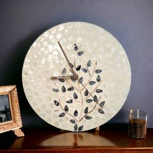 Decorative mother-of-pearls inlay <b>wall</b> <b>clock</b> stylish home decor mosaic MOP shells <b>wall</b>-mounted <b>clocks</b> - Product Image 5