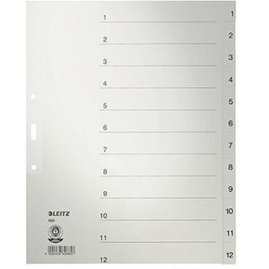 Leitz Extra Wide DIN <b>A4</b> Number Register 100g/m Recycled Grey Rope Paper 1-12 File <b>Folder</b> Accessories - Product Image 1