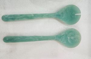 Ensemble de saladiers et cuillères en résine blanche tourbillonnante faits à la main, vaisselle de fête, ustensiles de cuisine mignons et écologiques de qualité alimentaire - Product Image 3