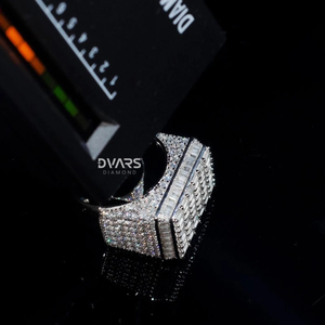 Anillo de Hombre con Moissanita VVS de 7.00 CT, Estilo Hip Hop Único, para Compromiso, Boda, Fiesta, Estilo Rapero, Plata de Ley - Product Image 4