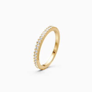 0.35 Ct Lab Grown Diamond <b>Dainty</b> Row Band Lightweight Everyday Stackable <b>Ring</b> In 9K Yellow White And Rose Gold - Product Image 2