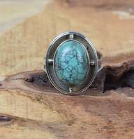 Bague pour homme en argent sterling 925 plaqué rhodium vintage, turquoise, faite à la main, certifiée IGI, taille US 7, cadeau de bijoux pour lui
