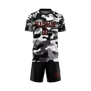 Uniforme de Fútbol Sublimado con Camuflaje, Conjunto de Camiseta y Pantalones Cortos, Nombre y Número del Equipo Personalizados, Venta al Por Mayor de Fábrica - Product Image 2
