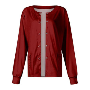 Chaqueta de calentamiento de enfermería atlética ajustada para mujer de temporada personalizada traje de uniforme exfoliante elástico para uso hospitalario - Product Image 3
