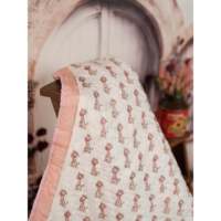 Couette en coton de luxe Celia - Horizons doux - Couette pour bébé faite à la main en Kantha et imprimée au bloc - Couette d'été rose bébé - Taille unique 40x60 pouces