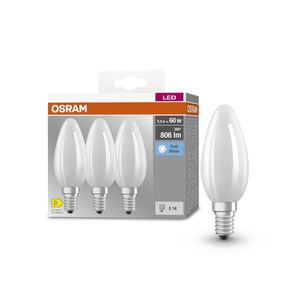 Confezione da 3 lampadine LED a candela opache Retrofit E14 5,5W 4000K 806Lm (Osram 4058075592575) - Product Image 1