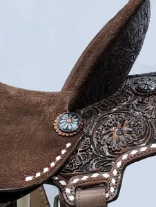 Hot Bán Nâu Da Tự Nhiên Tay Dụng Cụ Hoa Khắc Ghế Với Độn Bead Thiết Kế Studded Yên Ngựa Của Các Nhà Sản Xuất - Product Image 3