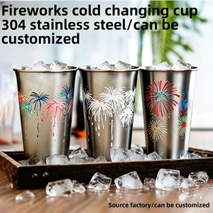 Tazza in Acciaio Inox 304 Sensibile al Calore con Cambio Colore, Motivo Magico a Fuochi d'Artificio, Bicchiere Termico per Bevande Calde, Caffè e Tè - Product Image 1
