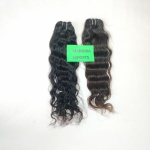 Cuticule brute alignée machine indienne noire double trame cheveux faisceaux ondulés naturels temple Extensions de cheveux humains brésiliens - Product Image 1