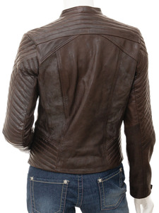 Real <b>Sheepskin</b> Women's Leather <b>Jacket</b> with Puffer Padding Stand Collar Breathable and Knitted Processing - Product Image 6