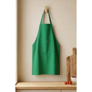 Be-28474-Gr Tablier de cuisine uni 100% coton 75*85 cm Vert - VERT - Product Image 1