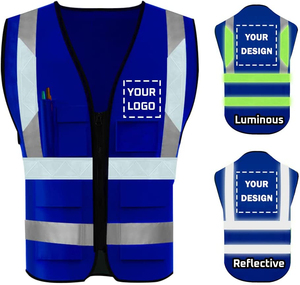 Chaleco DE SEGURIDAD DE MALLA transpirable con logotipo personalizado con 5 bolsillos con cremallera Ropa de lona de construcción al aire libre para verano - Product Image 1