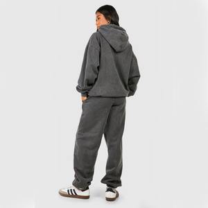 Top Trending Venta al por mayor Chándales de fitness personalizados Hombres 100% Algodón Conjunto de chándal de 2 piezas Unisex Lavado ácido Sudadera con capucha y pantalones de chándal - Product Image 2