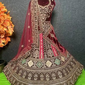 Elegante juego de Lehenga nupcial pesado con 12 Kali 4 metros estilo doble Dupatta Jarakan bordado Butti Border Rajwadi Concept Wear - Product Image 1