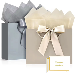 Bolsa de papel blanca sencilla con asa, caja autoarmable de papel artístico rectangular con impresión offset para negocios y compras - Product Image 2