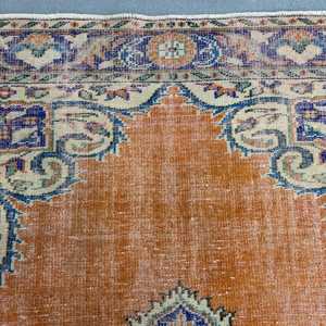 Turkish <b>Rug</b>, Large 4.9x9.9 ft <b>Rug</b>, Orange <b>Check</b> <b>Rug</b> - Product Image 5