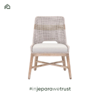 Fauteuil de salle à manger en teck et aluminium au design nordique moderne, avec rotin synthétique, finition blanchie, de luxe, pour extérieur, personnalisable et portable