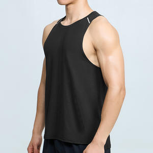 <b>Men</b> Dry Fit Tank Top Wholesale Reflective Fitness <b>Gym</b> Tank Top Side Splitrunning Sports <b>Vest</b> - Product Image 4
