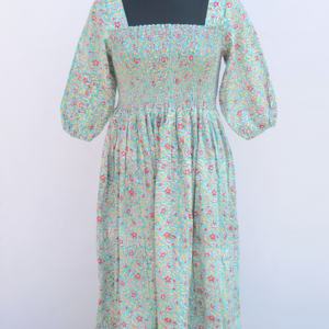 Robe longue à fleurs, manches cloche, robe longue d'été, encolure carrée avec smocké, robe Maxi, cadeau pour elle - Product Image 1