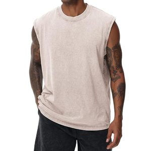 Transpirable Slim Fit Gym Fitness T-Shirt 100% algodón en blanco Bodybuilding Gym Cut Off Top Tank Athletic Workout Tank Top para hombres - Product Image 6