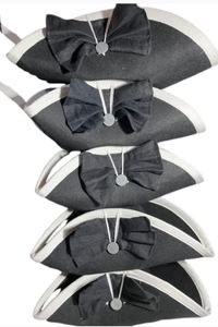 Black Pirate Hat Customizable Wool Bicorne Costume <b>Cap</b> for Adults Adjustable Outdoor Use Image Style - Product Image 3