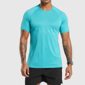 T-shirt de sport pour homme 2025 de qualité supérieure, 100 % coton, avec design de col musculaire, respirant, en tissu jersey 300g - Product Image 4