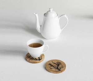 Sous-verre rustique en bois naturel, bord en écorce, rond, dessous-de-plat, petit bloc à découper, base pour artisanat DIY, vente en gros, maison, cuisine - Product Image 5