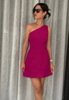 2025 femmes Style doux une épaule Mini soleil a-ligne robe personnalisée 100% lin OEM ODM vente en gros vêtements Fabrication
