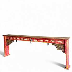 Mesa Consola de Madera Rústica Hecha a Mano con Espejo, Mueble para Sala de Estar, Decoración del Hogar o Uso en Hoteles - Product Image 1