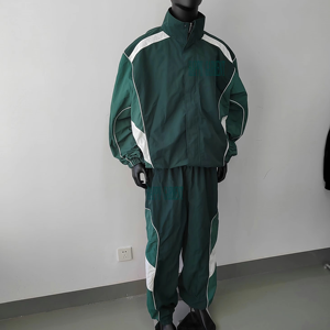 Conjunto de chándal de nailon multicolor personalizado unisex resistente al viento logotipo bordado con cremallera completa chaqueta suelta transpirable - Product Image 2