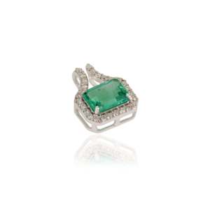 จี้เพชรทองคำ 14K มรกตธรรมชาติ จี้ประดับเพชรทรงกลม จี้มรกตแบบฝังหนามเตย จี้มรกตทองคำเหลือง - Product Image 6