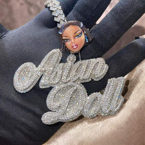 Colgante Personalizado para Hombre con Esmalte 3D, Estilo Hip Hop, Chapado en Oro de 14K y Plata 925, con Nombre Personalizado y Moissanita - Product Image 4