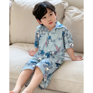 Top y pantalones de manga corta de mezcla de LICRA y bambú suave, ropa de dormir personalizada con estampado de conejo de dibujos animados para niños - Product Image 4