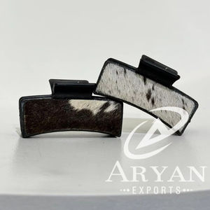 Nouveauté : Pinces à cheveux en cuir de vachette véritable faites à la main, style western, personnalisées, accessoires en cuir véritable pour femmes - Product Image 1